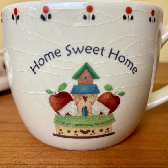 Home Sweet Home Ceramic Mug & Electric Beverage Warmer Hearts Apples Country Tea - Picture 12 of 15